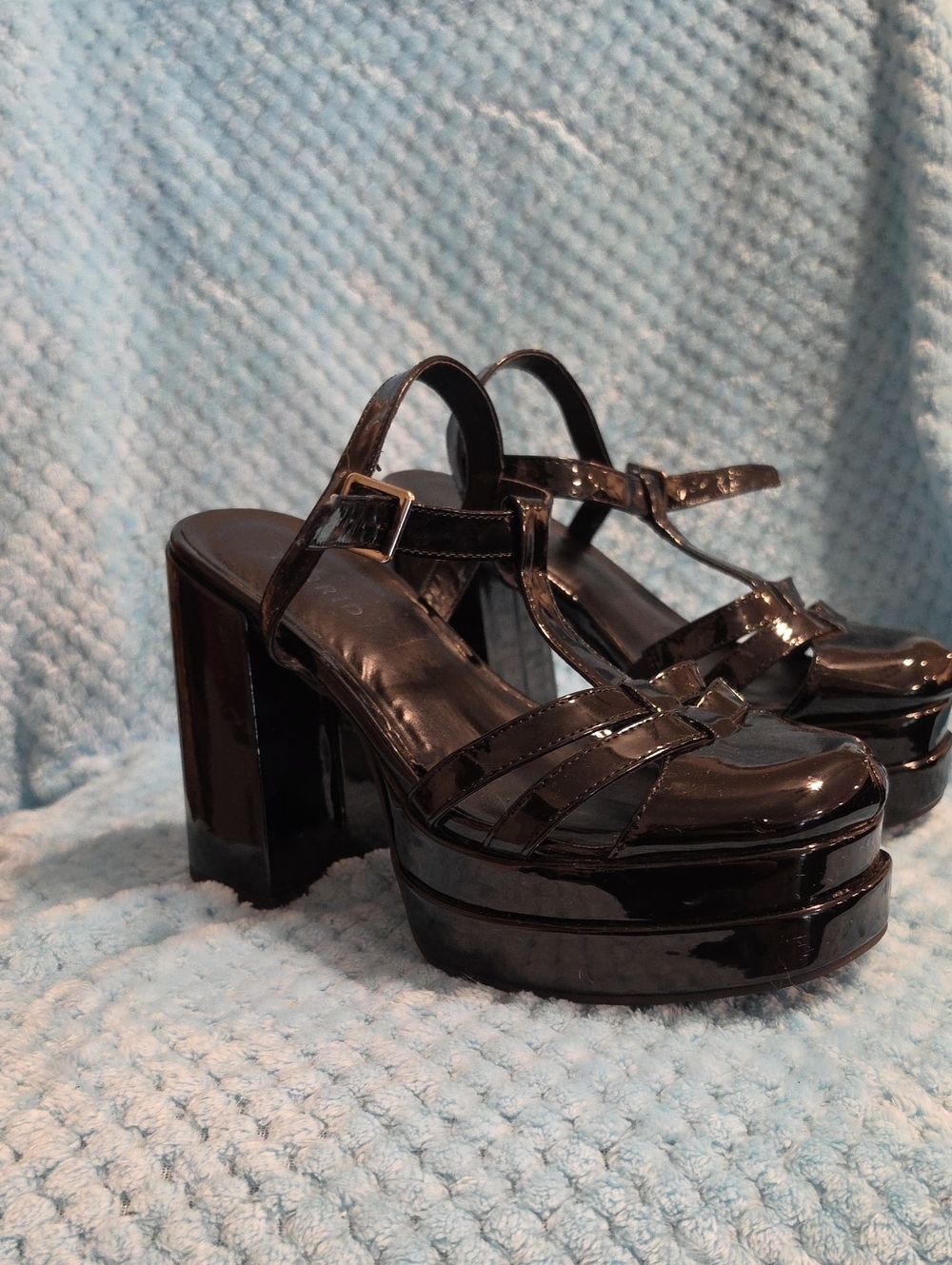 torrid Black Patent Platform Block Heel Sandals